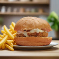 Fried Chicken Cheeseburger with French Fries