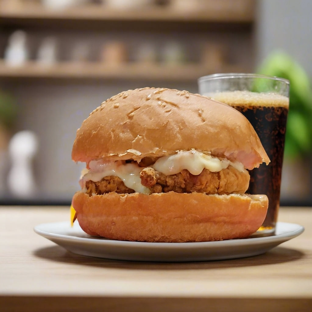 Fried Chicken Cheeseburger with Masala Coke [200ml]